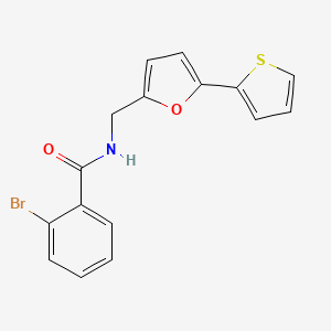 molecular formula C16H12BrNO2S B2997893 2-bromo-N-((5-(thiophen-2-yl)furan-2-yl)methyl)benzamide CAS No. 2034592-50-0