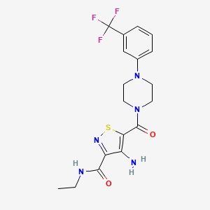 molecular formula C18H20F3N5O2S B2997899 4-amino-N-ethyl-5-(4-(3-(trifluoromethyl)phenyl)piperazine-1-carbonyl)isothiazole-3-carboxamide CAS No. 1286727-69-2