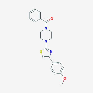 molecular formula C21H21N3O2S B299790 4-[2-(4-Benzoyl-1-piperazinyl)-1,3-thiazol-4-yl]phenyl methyl ether CAS No. 302905-01-7