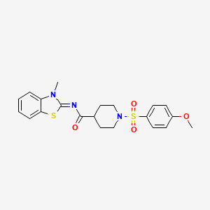 molecular formula C21H23N3O4S2 B2997901 (E)-1-((4-methoxyphenyl)sulfonyl)-N-(3-methylbenzo[d]thiazol-2(3H)-ylidene)piperidine-4-carboxamide CAS No. 941962-44-3