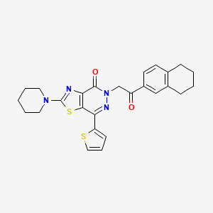 molecular formula C26H26N4O2S2 B2997905 5-(2-oxo-2-(5,6,7,8-tetrahydronaphthalen-2-yl)ethyl)-2-(piperidin-1-yl)-7-(thiophen-2-yl)thiazolo[4,5-d]pyridazin-4(5H)-one CAS No. 1105219-93-9