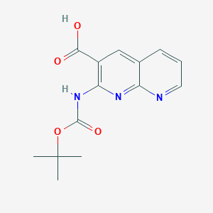 molecular formula C14H15N3O4 B2997912 2-[(2-Methylpropan-2-yl)oxycarbonylamino]-1,8-naphthyridine-3-carboxylic acid CAS No. 2248355-70-4
