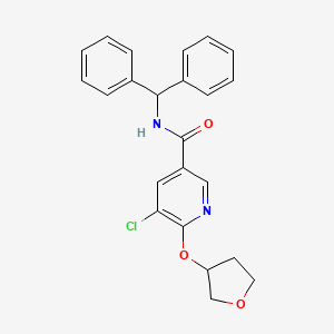molecular formula C23H21ClN2O3 B2997913 N-benzhydryl-5-chloro-6-((tetrahydrofuran-3-yl)oxy)nicotinamide CAS No. 1903654-68-1