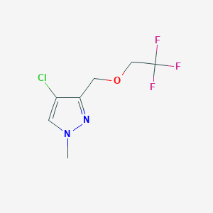 molecular formula C7H8ClF3N2O B2997917 4-chloro-1-methyl-3-[(2,2,2-trifluoroethoxy)methyl]-1H-pyrazole CAS No. 1856019-67-4