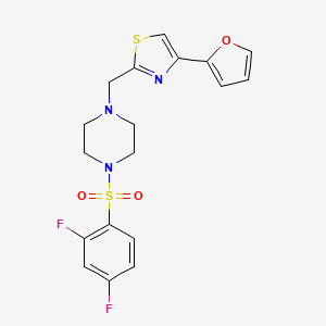 molecular formula C18H17F2N3O3S2 B2997918 2-((4-((2,4-Difluorophenyl)sulfonyl)piperazin-1-yl)methyl)-4-(furan-2-yl)thiazole CAS No. 1203180-24-8