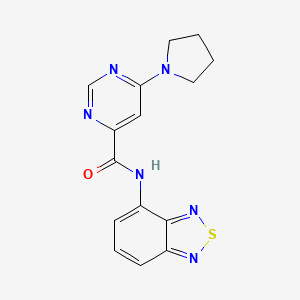 molecular formula C15H14N6OS B2997919 N-(苯并[c][1,2,5]噻二唑-4-基)-6-(吡咯烷-1-基)嘧啶-4-甲酰胺 CAS No. 2034474-74-1