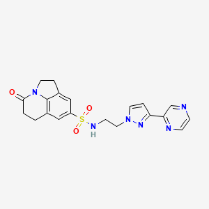 molecular formula C20H20N6O3S B2997931 4-oxo-N-(2-(3-(pyrazin-2-yl)-1H-pyrazol-1-yl)ethyl)-2,4,5,6-tetrahydro-1H-pyrrolo[3,2,1-ij]quinoline-8-sulfonamide CAS No. 2034505-60-5
