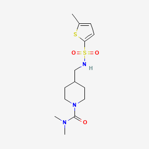 molecular formula C14H23N3O3S2 B2997940 N,N-dimethyl-4-((5-methylthiophene-2-sulfonamido)methyl)piperidine-1-carboxamide CAS No. 2034283-52-6