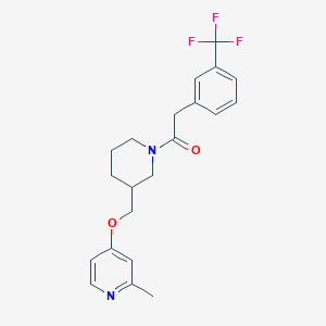 molecular formula C21H23F3N2O2 B2997948 1-[3-[(2-Methylpyridin-4-yl)oxymethyl]piperidin-1-yl]-2-[3-(trifluoromethyl)phenyl]ethanone CAS No. 2380060-88-6