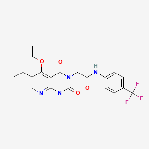 molecular formula C21H21F3N4O4 B2997949 2-(5-乙氧基-6-乙基-1-甲基-2,4-二氧代-1,2-二氢吡啶并[2,3-d]嘧啶-3(4H)-基)-N-(4-(三氟甲基)苯基)乙酰胺 CAS No. 1005298-14-5