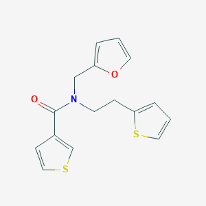 molecular formula C16H15NO2S2 B2997951 N-(呋喃-2-基甲基)-N-(2-(噻吩-2-基)乙基)噻吩-3-甲酰胺 CAS No. 1396866-59-3