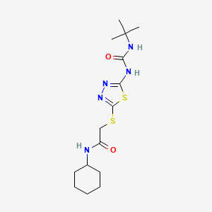 molecular formula C15H25N5O2S2 B2997952 2-((5-(3-(tert-butyl)ureido)-1,3,4-thiadiazol-2-yl)thio)-N-cyclohexylacetamide CAS No. 886940-77-8