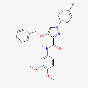 molecular formula C25H22FN3O4 B2997954 4-(benzyloxy)-N-(3,4-dimethoxyphenyl)-1-(4-fluorophenyl)-1H-pyrazole-3-carboxamide CAS No. 1171616-88-8