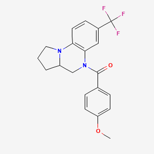 molecular formula C20H19F3N2O2 B2997958 (4-methoxyphenyl)[7-(trifluoromethyl)-2,3,3a,4-tetrahydropyrrolo[1,2-a]quinoxalin-5(1H)-yl]methanone CAS No. 861206-92-0