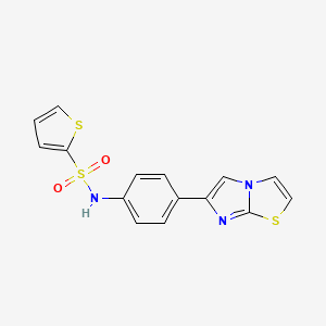 molecular formula C15H11N3O2S3 B2997959 N-(4-咪唑并[2,1-b][1,3]噻唑-6-基苯基)噻吩-2-磺酰胺 CAS No. 847732-30-3
