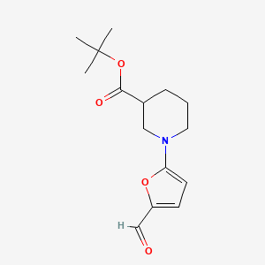 molecular formula C15H21NO4 B2997967 Tert-butyl 1-(5-formylfuran-2-yl)piperidine-3-carboxylate CAS No. 2138113-25-2