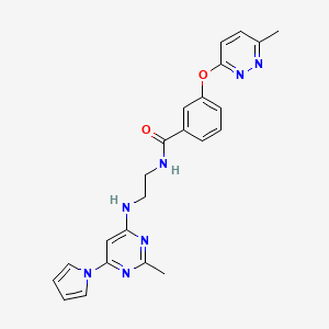 N-(2-((2-methyl-6-(1H-pyrrol-1-yl)pyrimidin-4-yl)amino)ethyl)-3-((6-methylpyridazin-3-yl)oxy)benzamide