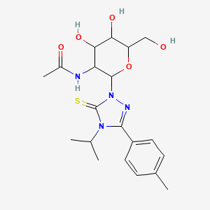 molecular formula C20H28N4O5S B2997977 2-[2-(acetylamino)-2-deoxyhexopyranosyl]-5-(4-methylphenyl)-4-(propan-2-yl)-2,4-dihydro-3H-1,2,4-triazole-3-thione CAS No. 1173199-67-1
