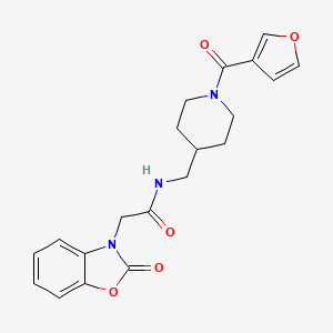 molecular formula C20H21N3O5 B2997978 N-((1-(furan-3-carbonyl)piperidin-4-yl)methyl)-2-(2-oxobenzo[d]oxazol-3(2H)-yl)acetamide CAS No. 1396850-22-8