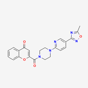 molecular formula C22H19N5O4 B2997982 2-(4-(5-(5-methyl-1,2,4-oxadiazol-3-yl)pyridin-2-yl)piperazine-1-carbonyl)-4H-chromen-4-one CAS No. 1235061-94-5