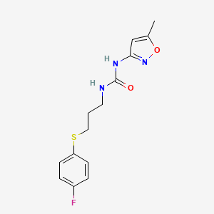 molecular formula C14H16FN3O2S B2997989 1-(3-((4-氟苯基)硫代)丙基)-3-(5-甲基异恶唑-3-基)脲 CAS No. 899741-11-8