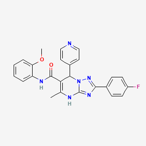 molecular formula C25H21FN6O2 B2997995 2-(4-氟苯基)-N-(2-甲氧基苯基)-5-甲基-7-(吡啶-4-基)-4,7-二氢-[1,2,4]三唑并[1,5-a]嘧啶-6-甲酰胺 CAS No. 540504-10-7