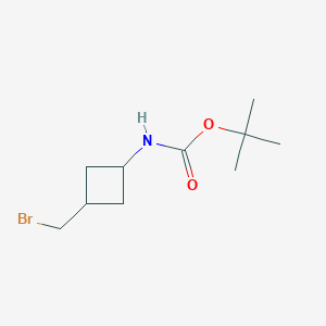 molecular formula C10H18BrNO2 B2998000 叔丁基 N-[3-(溴甲基)环丁基]氨基甲酸酯 CAS No. 2137587-42-7
