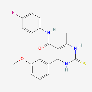 molecular formula C19H18FN3O2S B2998001 N-(4-氟苯基)-4-(3-甲氧基苯基)-6-甲基-2-硫代-1,2,3,4-四氢嘧啶-5-甲酰胺 CAS No. 686756-86-5