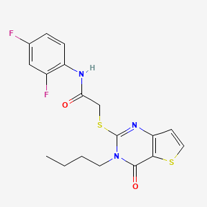 molecular formula C18H17F2N3O2S2 B2998005 2-[(3-butyl-4-oxo-3,4-dihydrothieno[3,2-d]pyrimidin-2-yl)sulfanyl]-N-(2,4-difluorophenyl)acetamide CAS No. 1252852-40-6