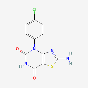 molecular formula C11H7ClN4O2S B2998009 2-氨基-4-(4-氯苯基)噻唑并[4,5-d]嘧啶-5,7(4H,6H)-二酮 CAS No. 898131-77-6