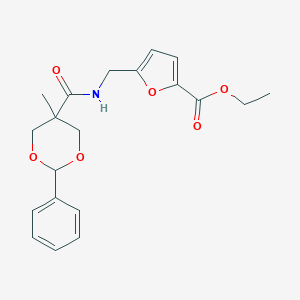 molecular formula C20H23NO6 B299803 Ethyl 5-({[(5-methyl-2-phenyl-1,3-dioxan-5-yl)carbonyl]amino}methyl)-2-furoate 