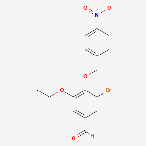 molecular formula C16H14BrNO5 B2998034 3-溴-5-乙氧基-4-[(4-硝基苄基)氧基]苯甲醛 CAS No. 345981-33-1