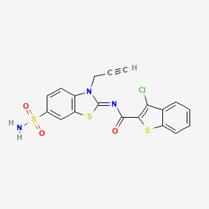 molecular formula C19H12ClN3O3S3 B2998038 (Z)-3-chloro-N-(3-(prop-2-yn-1-yl)-6-sulfamoylbenzo[d]thiazol-2(3H)-ylidene)benzo[b]thiophene-2-carboxamide CAS No. 1164551-71-6