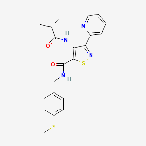 molecular formula C21H22N4O2S2 B2998043 4-(isobutyrylamino)-N-[4-(methylthio)benzyl]-3-pyridin-2-ylisothiazole-5-carboxamide CAS No. 1251677-05-0