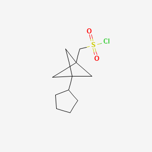 molecular formula C11H17ClO2S B2998051 (3-Cyclopentyl-1-bicyclo[1.1.1]pentanyl)methanesulfonyl chloride CAS No. 2287316-94-1