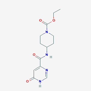 molecular formula C13H18N4O4 B2998055 4-(6-羟基嘧啶-4-甲酰胺)哌啶-1-甲酸乙酯 CAS No. 2034361-10-7