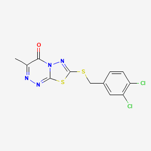 molecular formula C12H8Cl2N4OS2 B2998056 7-[(3,4-Dichlorophenyl)methylsulfanyl]-3-methyl-[1,3,4]thiadiazolo[2,3-c][1,2,4]triazin-4-one CAS No. 869074-77-1