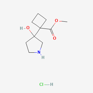 molecular formula C10H18ClNO3 B2998058 Methyl 1-(3-hydroxypyrrolidin-3-yl)cyclobutane-1-carboxylate hydrochloride CAS No. 2138534-25-3