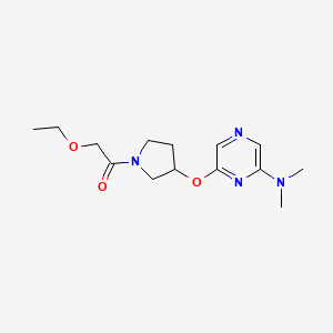 molecular formula C14H22N4O3 B2998060 1-(3-((6-(二甲氨基)吡嗪-2-基)氧基)吡咯烷-1-基)-2-乙氧基乙酮 CAS No. 2034499-64-2