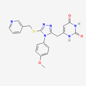 molecular formula C20H18N6O3S B2998061 6-[[4-(4-methoxyphenyl)-5-(pyridin-3-ylmethylsulfanyl)-1,2,4-triazol-3-yl]methyl]-1H-pyrimidine-2,4-dione CAS No. 852153-27-6