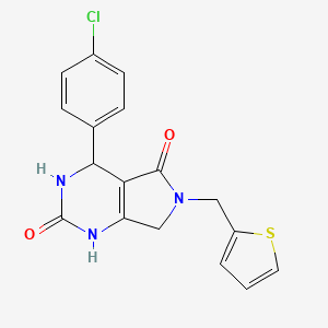 molecular formula C17H14ClN3O2S B2998064 4-(4-chlorophenyl)-6-(thiophen-2-ylmethyl)-3,4,6,7-tetrahydro-1H-pyrrolo[3,4-d]pyrimidine-2,5-dione CAS No. 941980-01-4