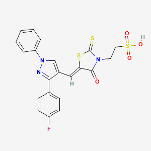 molecular formula C21H16FN3O4S3 B2998079 (Z)-2-(5-((3-(4-氟苯基)-1-苯基-1H-吡唑-4-基)亚甲基)-4-氧代-2-硫代噻唑烷-3-基)乙磺酸 CAS No. 623933-09-5