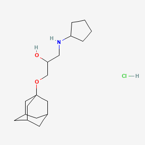 molecular formula C18H32ClNO2 B2998098 1-((3s,5s,7s)-Adamantan-1-yloxy)-3-(cyclopentylamino)propan-2-ol hydrochloride CAS No. 1185493-04-2