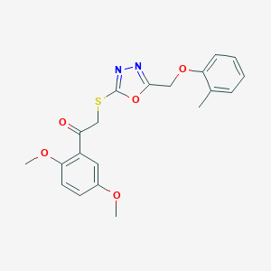 molecular formula C20H20N2O5S B299810 1-(2,5-Dimethoxyphenyl)-2-({5-[(2-methylphenoxy)methyl]-1,3,4-oxadiazol-2-yl}sulfanyl)ethanone 