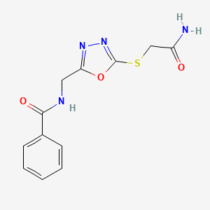 molecular formula C12H12N4O3S B2998102 N-[[5-(2-amino-2-oxoethyl)sulfanyl-1,3,4-oxadiazol-2-yl]methyl]benzamide CAS No. 904270-43-5