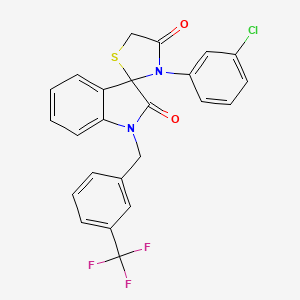 molecular formula C24H16ClF3N2O2S B2998104 3'-(3-Chlorophenyl)-1-(3-(trifluoromethyl)benzyl)spiro[indoline-3,2'-thiazolidine]-2,4'-dione CAS No. 894556-77-5