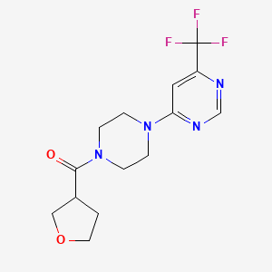 molecular formula C14H17F3N4O2 B2998106 (Tetrahydrofuran-3-yl)(4-(6-(trifluoromethyl)pyrimidin-4-yl)piperazin-1-yl)methanone CAS No. 2034440-83-8