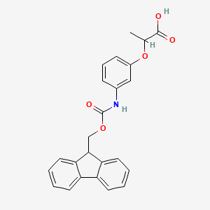 molecular formula C24H21NO5 B2998116 2-[3-(9H-芴-9-基甲氧羰基氨基)苯氧基]丙酸 CAS No. 2287297-93-0