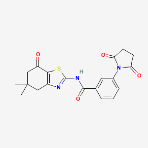 molecular formula C20H19N3O4S B2998124 N-(5,5-dimethyl-7-oxo-4,5,6,7-tetrahydrobenzo[d]thiazol-2-yl)-3-(2,5-dioxopyrrolidin-1-yl)benzamide CAS No. 361479-61-0
