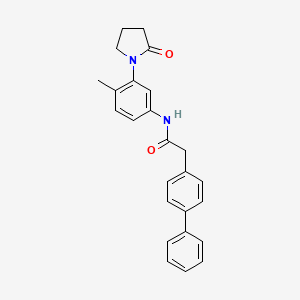 molecular formula C25H24N2O2 B2998125 N-[4-methyl-3-(2-oxopyrrolidin-1-yl)phenyl]-2-(4-phenylphenyl)acetamide CAS No. 941993-62-0